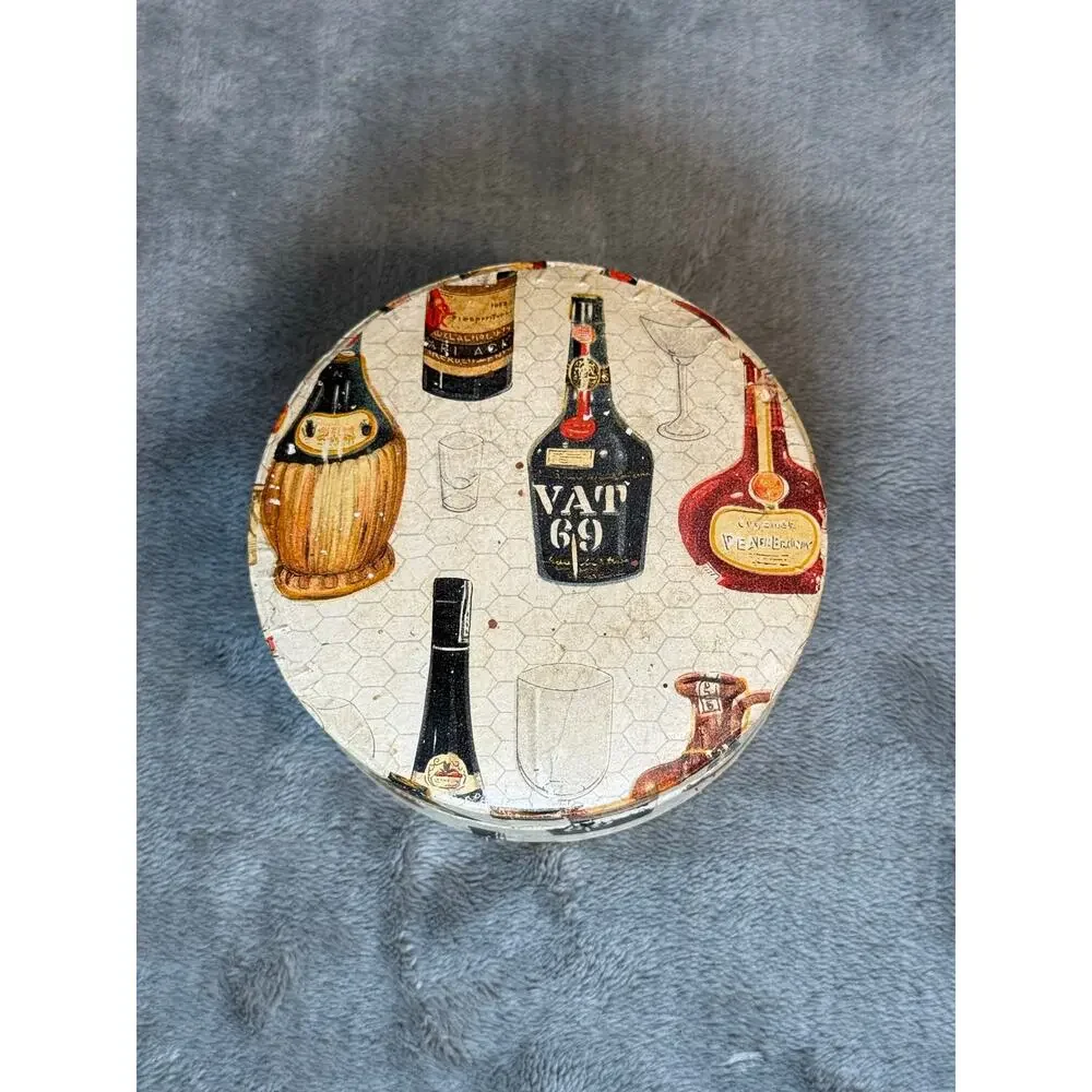 1950's Lot 18 Piece Barware Set Liquor Bottle Design Tray Plates Bottle Opener